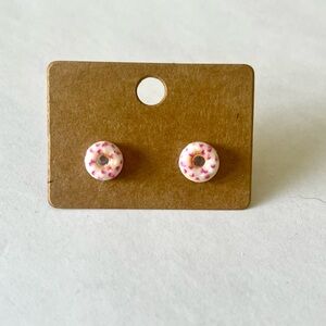 2/$15- Pink and White Donut Stud Earrings Handmade